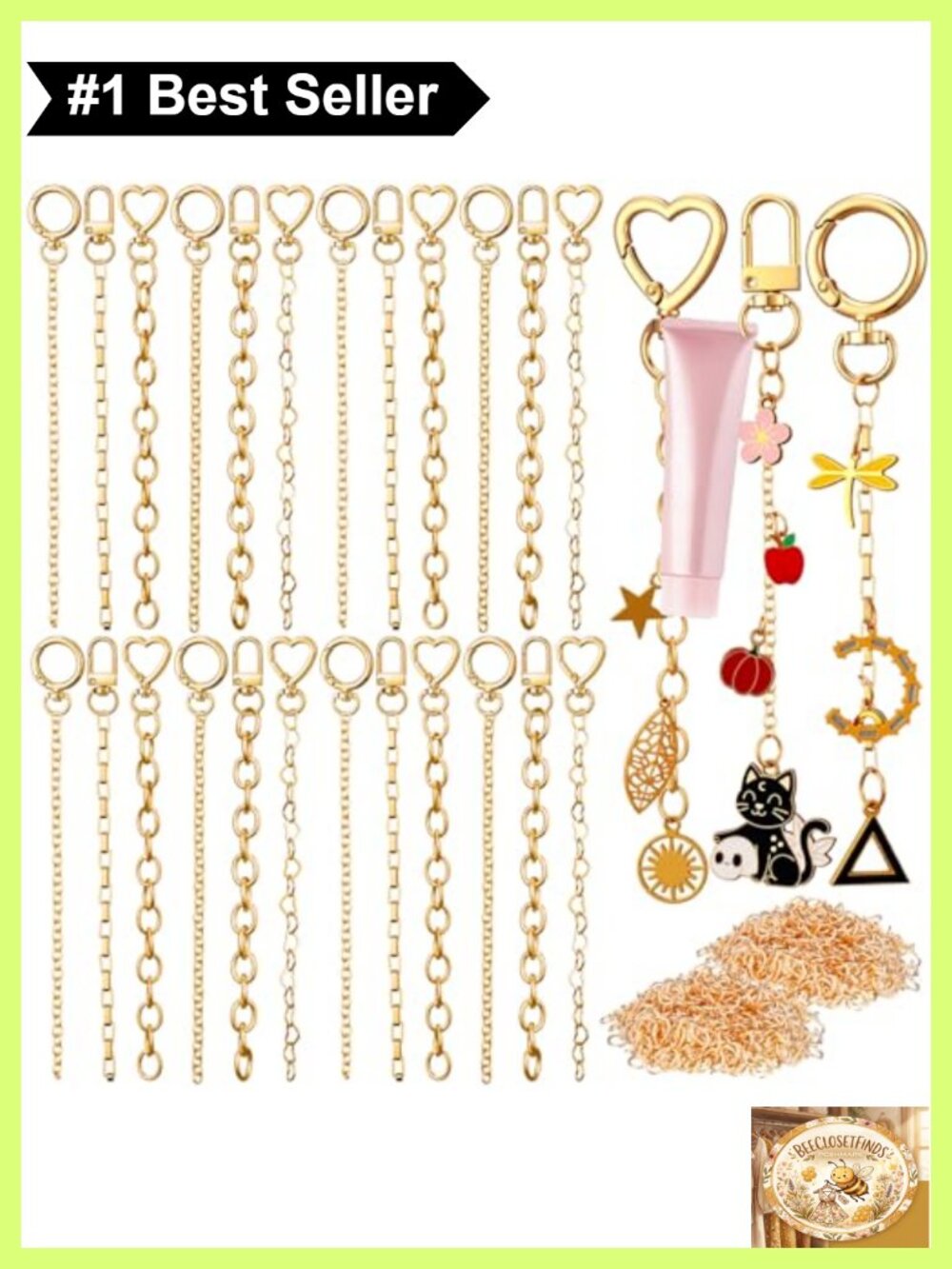 48 Set Keychain Making Kit Alloy Clips Jump Rings Extenders DIY Craft